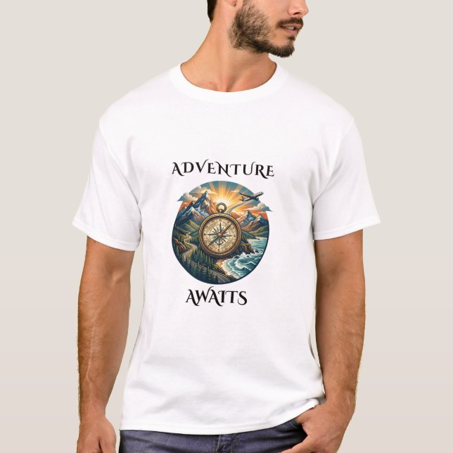 Abenteuer warten Abenteuer Design T-Shirt (Vorderseite)