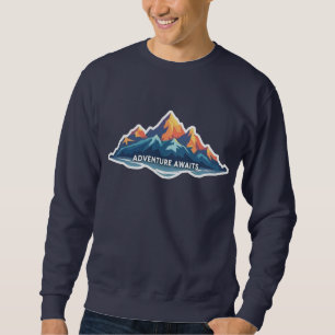 Abenteuer warten auf Berg-Grafik Navy Sweatshirt