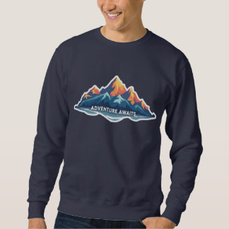 Abenteuer warten auf Berg-Grafik Navy Sweatshirt