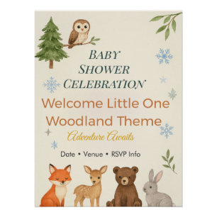 Abenteuer warten auf Einladung zur Wald-Baby-Party Poster