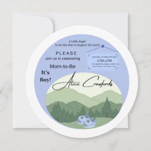 Abenteuer warten! 🏔️ Blue Mountain Rund Baby Schu Einladung