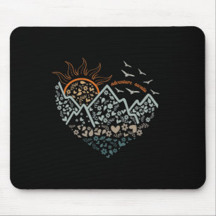 Abenteuer warten Camping-Leben Florales Herz Sonne Mousepad