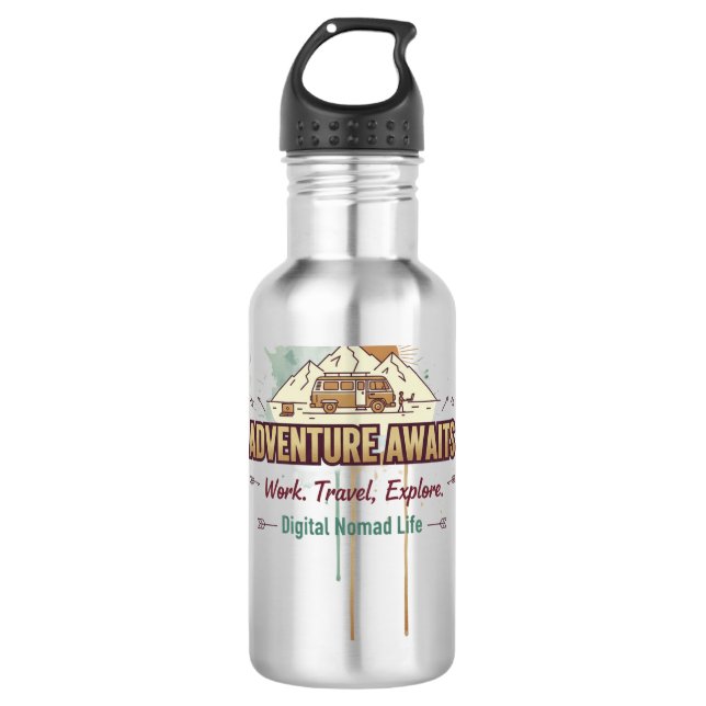 Abenteuer warten  edelstahlflasche (Vorderseite)