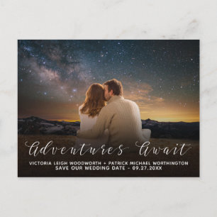 Abenteuer warten Foto Hochzeit speichern das Datum Ankündigungspostkarte