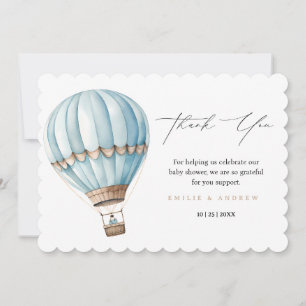 Abenteuer warten Heißluftballon-Junge-Baby-Party Dankeskarte
