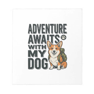 Abenteuer warten mit meinem Hund Vintage-Wanderdes Notizblock