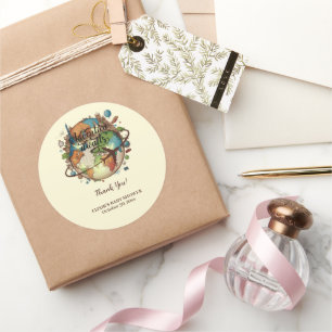 Abenteuer warten Vintage-Globus-Baby-Party Runder Aufkleber