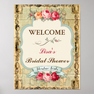 Abenteuer warten Vintage Weltkarte Rosen Poster