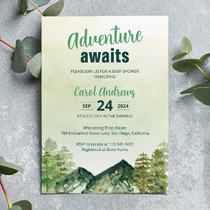 Abenteuer wartet auf Woodland Baby Shower Einladung