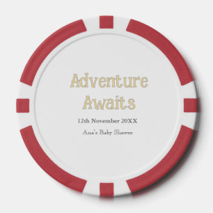 Abenteuer wartet Baby-Party Name Datum Pastell Pokerchips