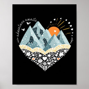 Abenteuer wartet Bergwandern Camping Natur Liebhab Poster