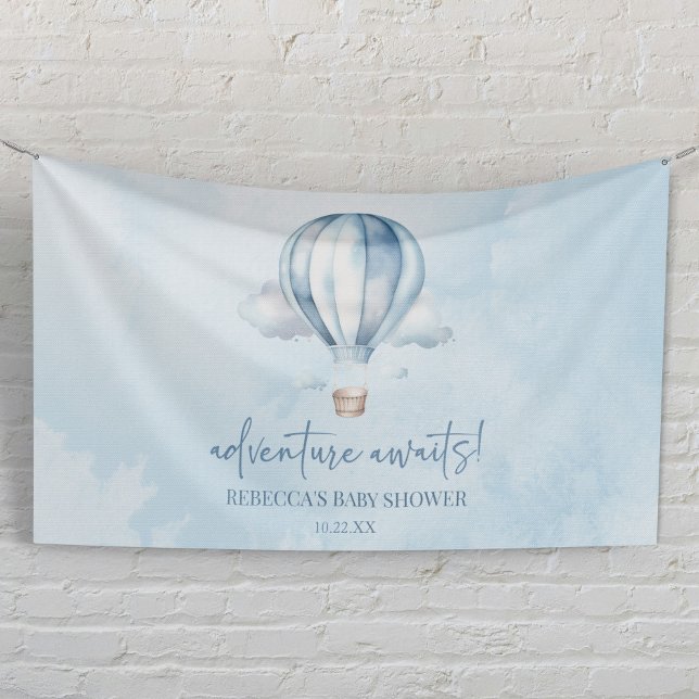 Abenteuer wartet! Blue Hot Air Balloon Baby Dusche Banner (Von Creator hochgeladen)