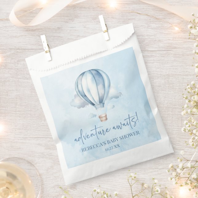 Abenteuer wartet! Blue Hot Air Balloon Baby Dusche Geschenktütchen (Ausgeschnitten)