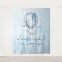 Abenteuer wartet! Blue Hot Air Balloon Baby Dusche