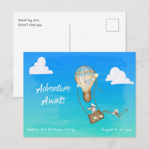 Abenteuer wartet Heißluftballon-Affe Postkarte