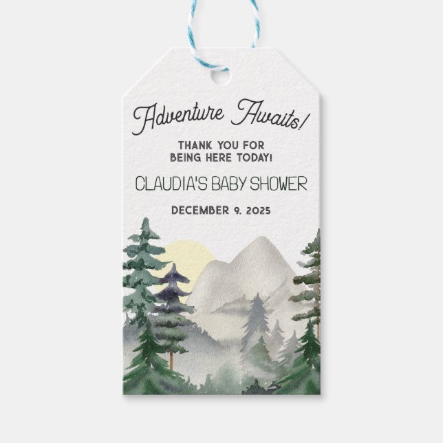 Abenteuer wartet! Mountains & Forest Vielen Dank Geschenkanhänger (Vorderseite)