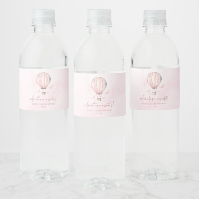 Abenteuer wartet! Pink Hot Air Ballon Babydusche (Flaschen)