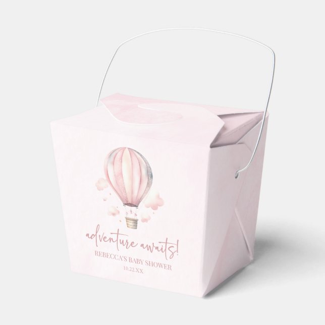 Abenteuer wartet! Pink Hot Air Ballon Babydusche Geschenkschachtel (Vorderseite)