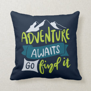 Abenteuer wartet Reise Outdoor Camping Wandern  Kissen