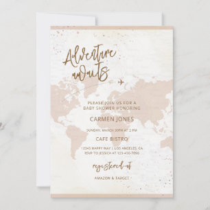 Abenteuer wartet Weltkarte Baby Shower Einladung
