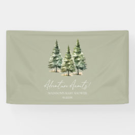Abenteuer wartet! Winter Pine Trees Baby Dusche Banner