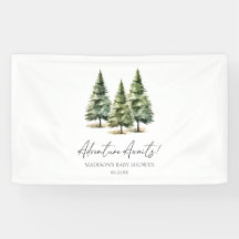 Abenteuer wartet! Winter Pine Trees Baby Dusche