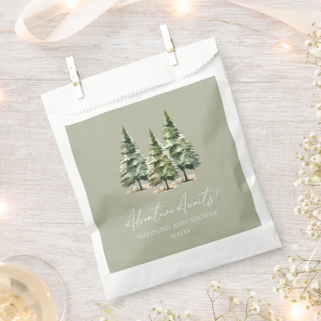 Abenteuer wartet! Winter Pine Trees Baby Dusche Geschenktütchen (Ausgeschnitten)