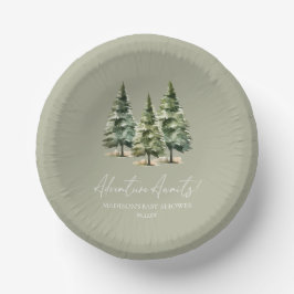 Abenteuer wartet! Winter Pine Trees Baby Dusche Pappteller