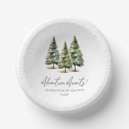 Abenteuer wartet! Winter Pine Trees Baby Dusche Pappteller