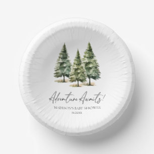 Abenteuer wartet! Winter Pine Trees Baby Dusche Pappteller