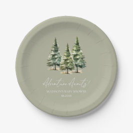 Abenteuer wartet! Winter Pine Trees Baby Dusche Pappteller