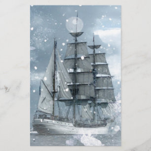 Abenteuer Winterschnee Sturm Vintag Piratenschiff Briefpapier