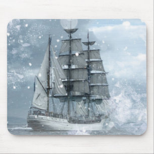 Abenteuer Winterschnee Sturm Vintag Piratenschiff Mousepad