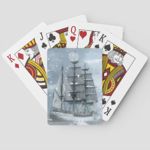 Abenteuer Winterschnee Sturm Vintag Piratenschiff Spielkarten