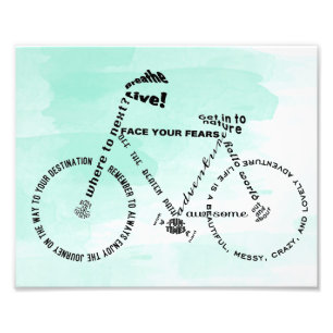 Abenteuer-Wort-Kunst-Fahrrad über Aquarell Fotodruck