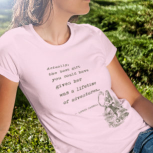 Abenteuer-Zitat der Alice im Wunderland-W/Flamingo T-Shirt
