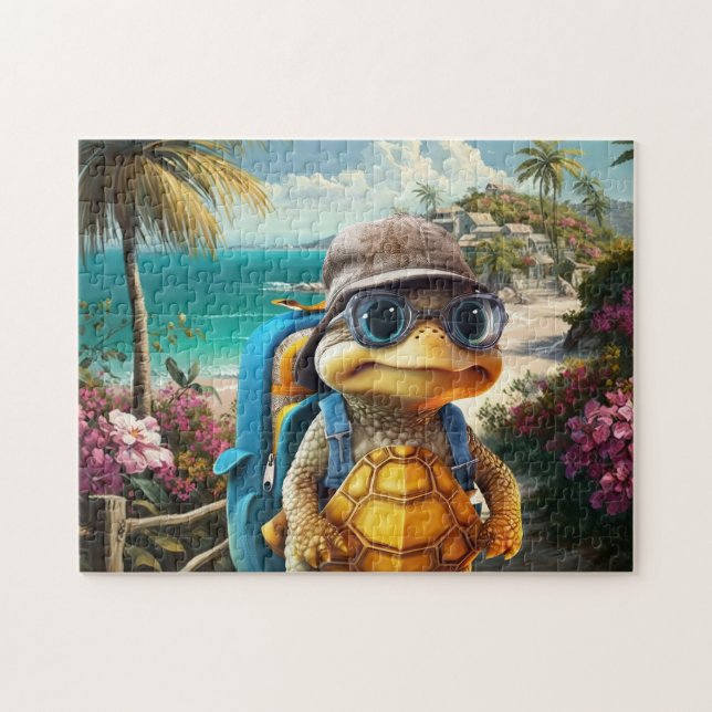 Abenteuerliche Niedliche kleine Schildkröte mit Ru (Horizontal)