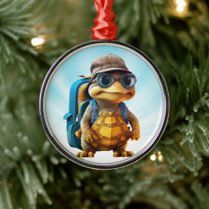 Abenteuerliche Niedliche kleine Schildkröte mit Ru Ornament Aus Metall
