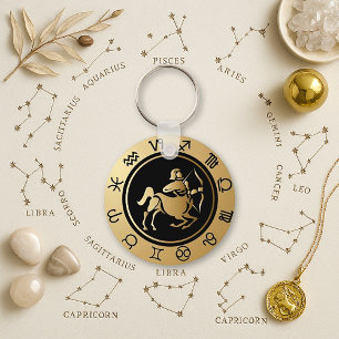 Abenteuerliches Gold-Schütze-Zodiak-Rad Schlüsselanhänger