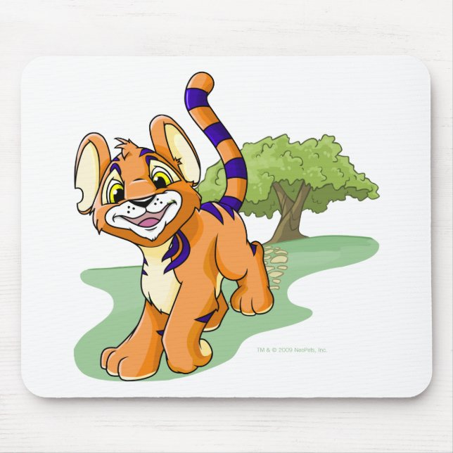 Abenteuerliches orange Kougra auf Geheimnis-Insel Mousepad (Vorne)