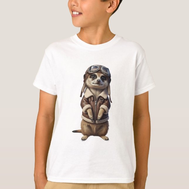 Abenteuerlustige Erdmännchen-Pilot-Kinder T-Shirt (Vorderseite)
