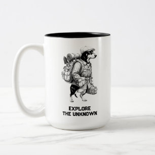 Abenteuerlustiger Dachshund-Wanderer Zuhause ist, Zweifarbige Tasse