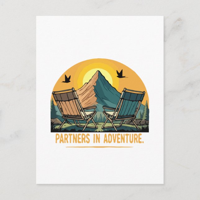 Abenteuerpartner | Retro-Camping Postkarte (Vorderseite)