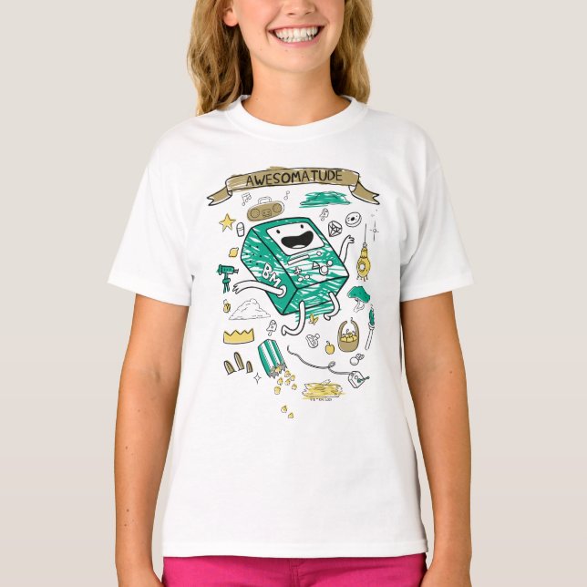 Abenteuerzeit | &quot;Awesomatude&quot; BMO Sketch T-Shirt (Vorderseite)