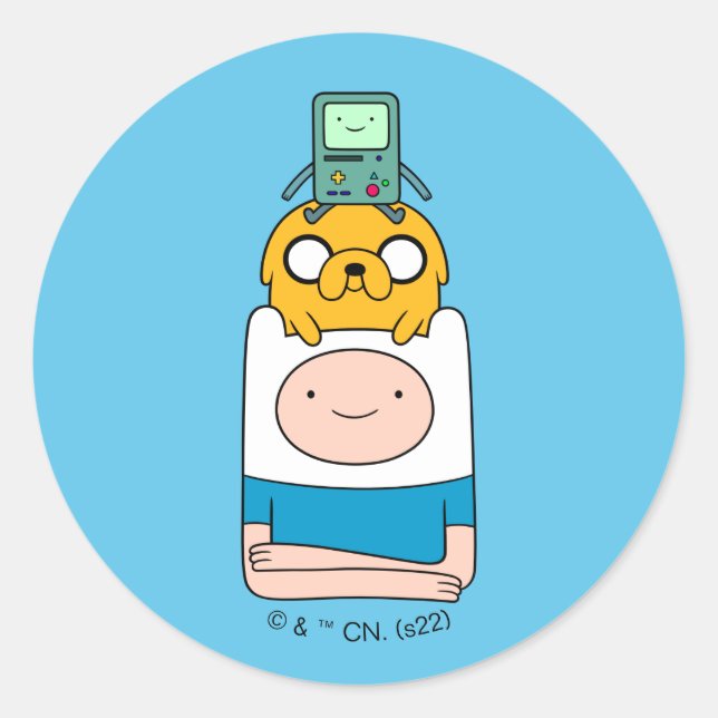 Abenteuerzeit | BMO, Jake & Finn Runder Aufkleber (Vorderseite)