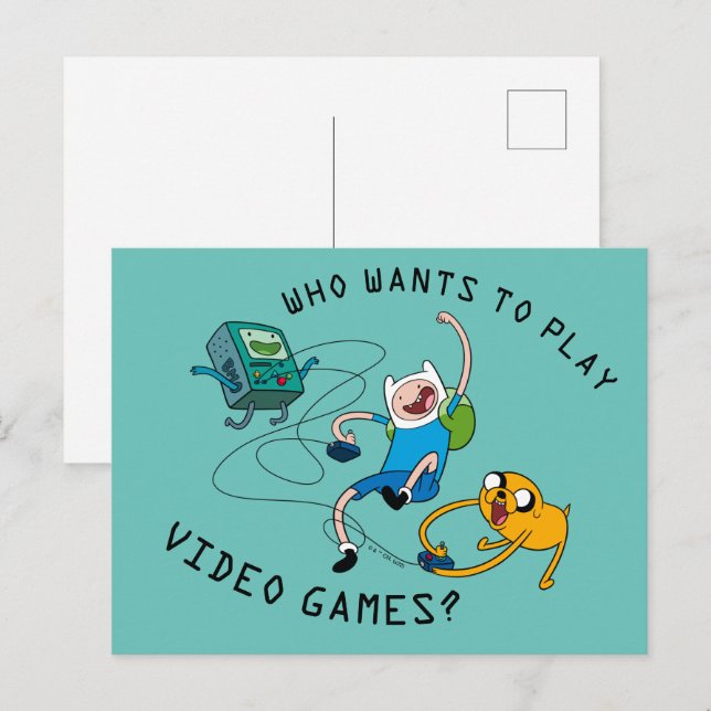 Abenteuerzeit | Spielen mit BMO Postkarte (Vorne/Hinten)