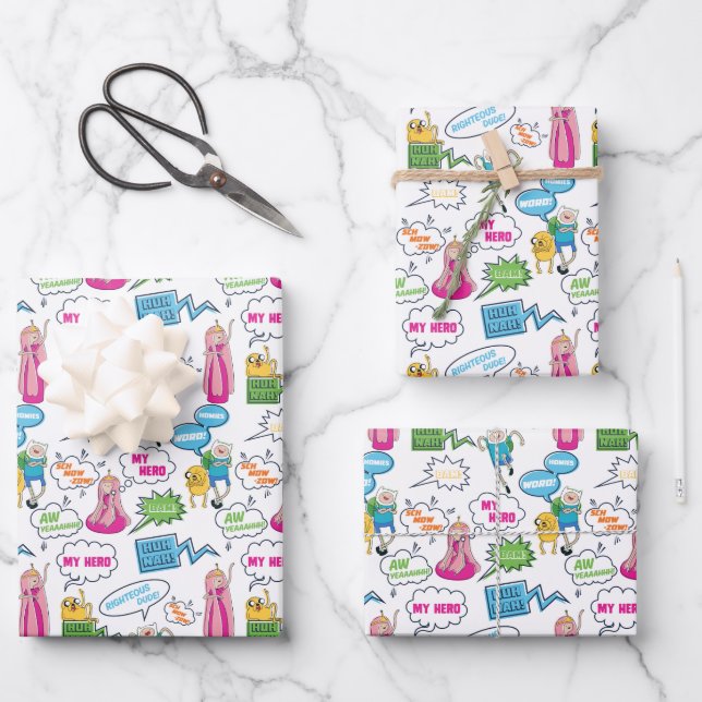 Abenteuerzeit | Zeichen-Abrufmuster Geschenkpapier Set (Vorderseite)