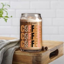 Aber der erste Kaffee rosa Leopard Druck