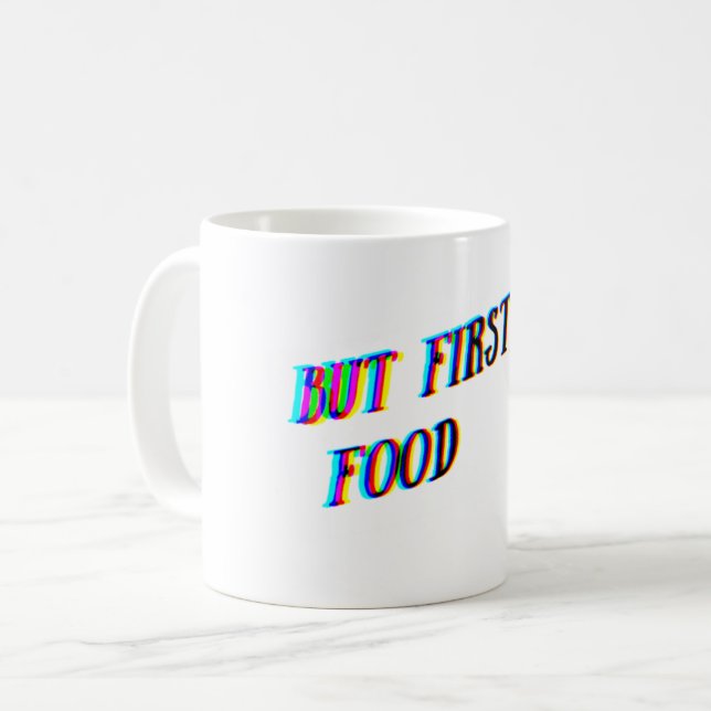 Aber die erste Nahrung Regenbogen glühen Tasse (Vorderseite Links)