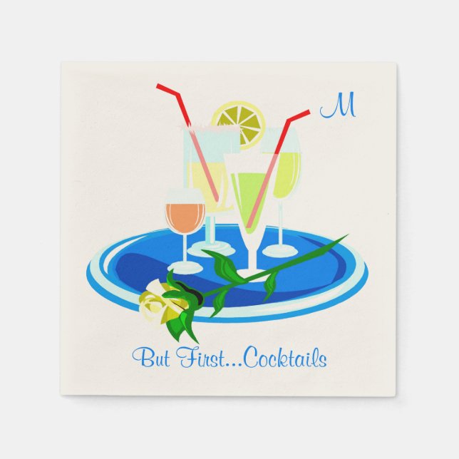 Aber erste Cocktails trinken Zitat Spaß Spaß Serviette (Vorderseite)